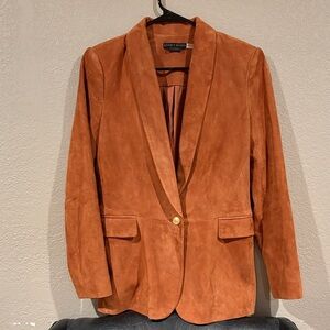 Alice + Olivia Women's Brown Lamb Leather Blazer